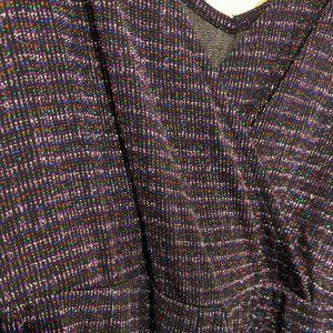 WOMEN'S WILD FABLE SLEEVELESS V-NECK SPARKLE WRAP JUMPSUIT BLACK LARGE